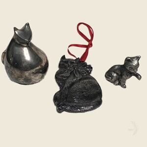 Vintage Metal Cat Trio Dansk Gorham Pewter